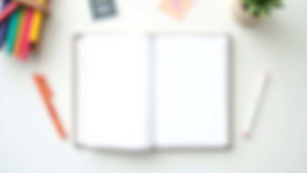 Open dagboek met kleurrijke pennen en motiefkaartjes op wit bureau